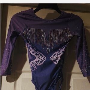 Purple Rhinestone Embellished Women's Leotard